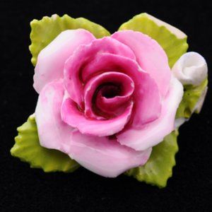 Bone China Pink Rose Pin - Vintage